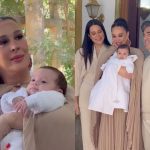 Claudia Raia e os filhos no batizado. Reprodução/Instagram