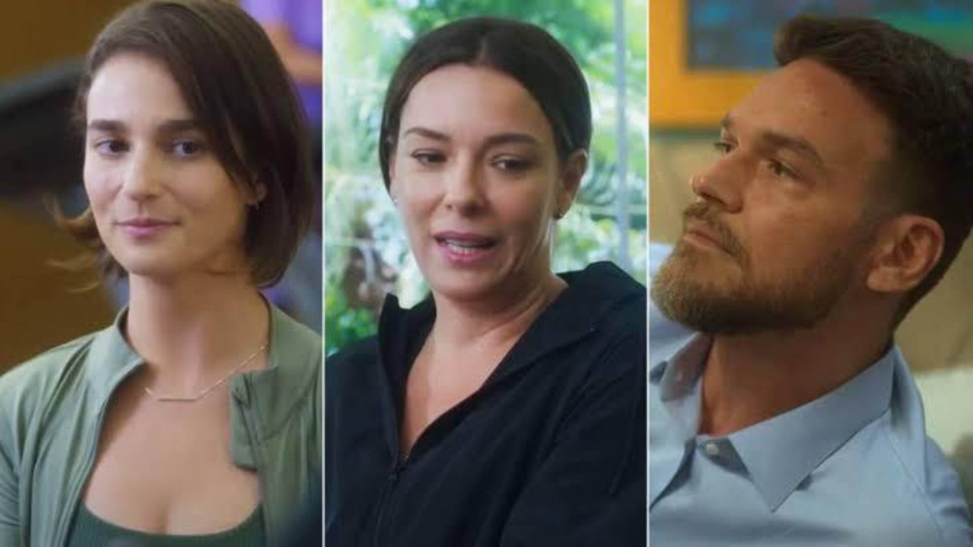 Helena, Clara e Theo - Reprodução/Globo