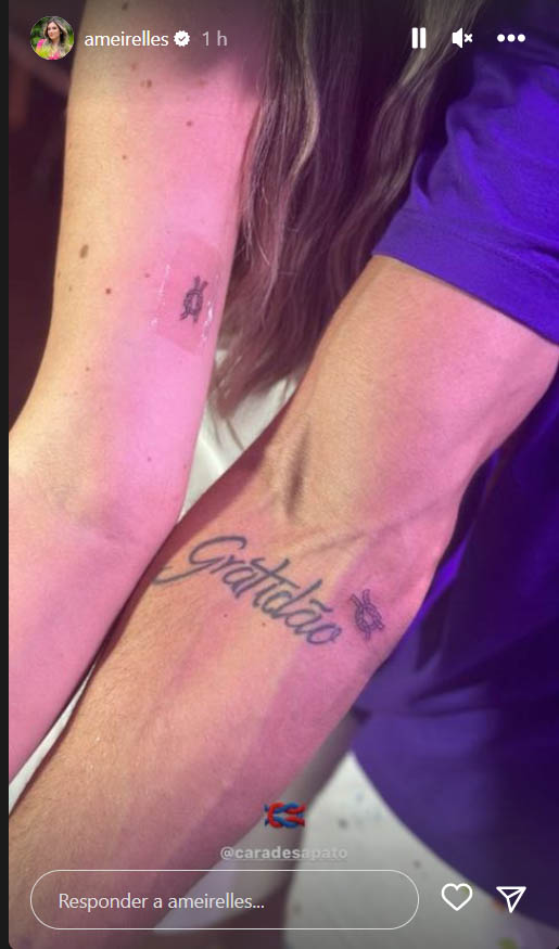 Tatuagem de Amanda e Cara de Sapato. Reprodução/Instagram