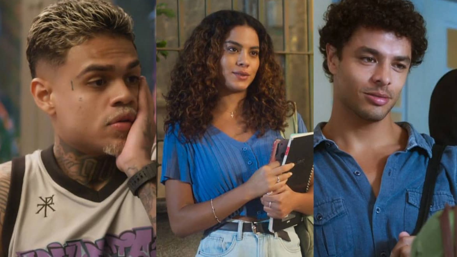 Hugo, Jenifer e Eduardo em 'Vai na Fé' (Reprodução/TV Globo)