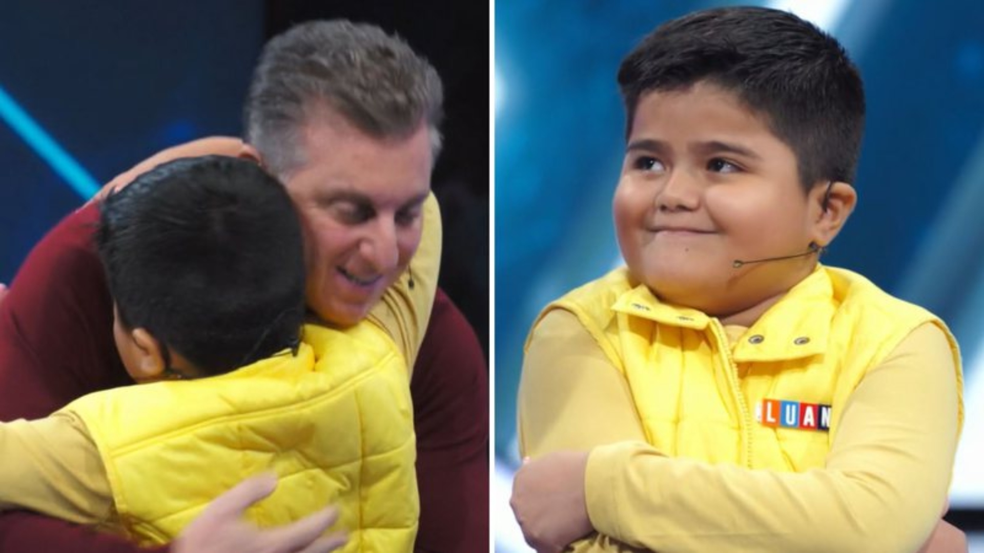 Menino Luan fisga coração de Luciano Huck com inteligência no 'Domingão'. Foto: Reprodução/Globo