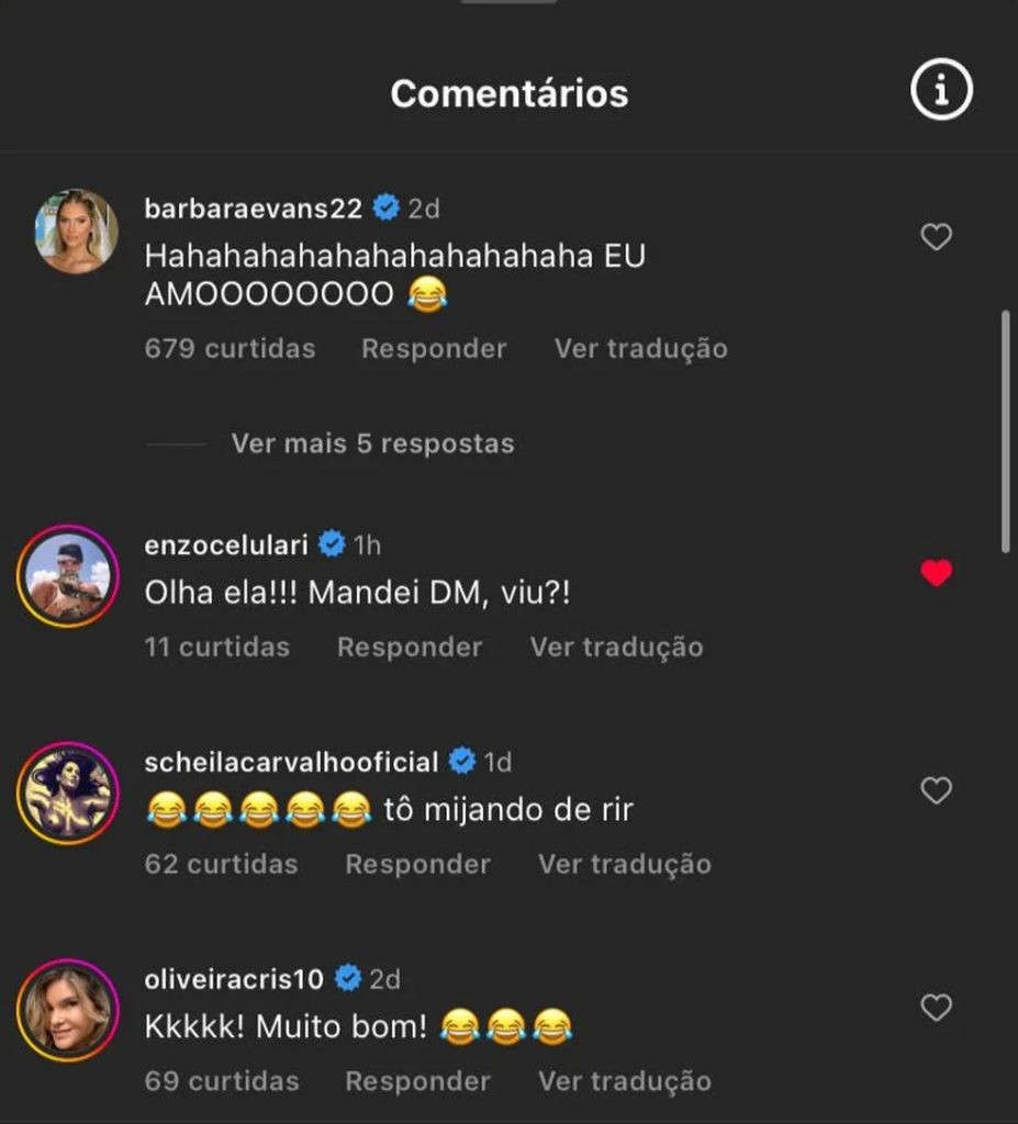 Enzo Celulari comenta em post de Jojo Todynho (Reprodução/Instagram)