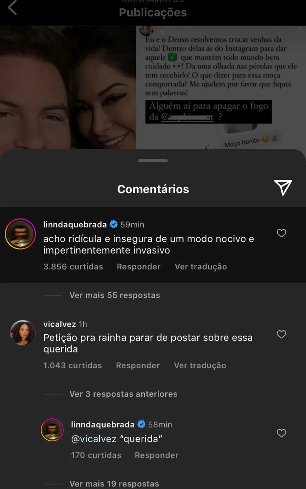 Comentário Linn da Quebrada (Reprodução/Instagram)