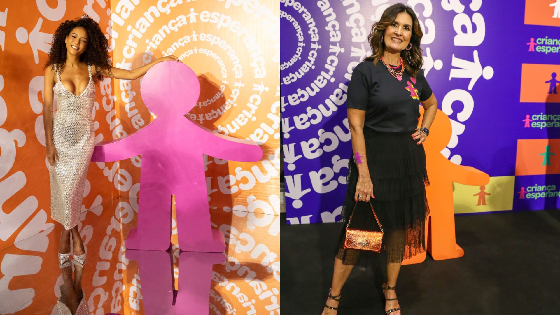 Taís Araújo e Fátima Bernardes no Criança Esperança - Reprodução/TV Globo
