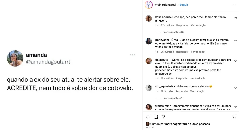 Mariana Goldfarb curte post (Reprodução/Instagram)