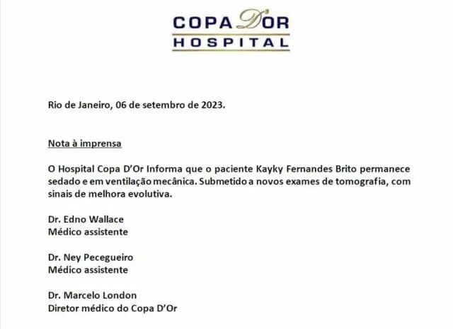 Novo boletim de Kayky Brito após cirurgia surpreende médicos