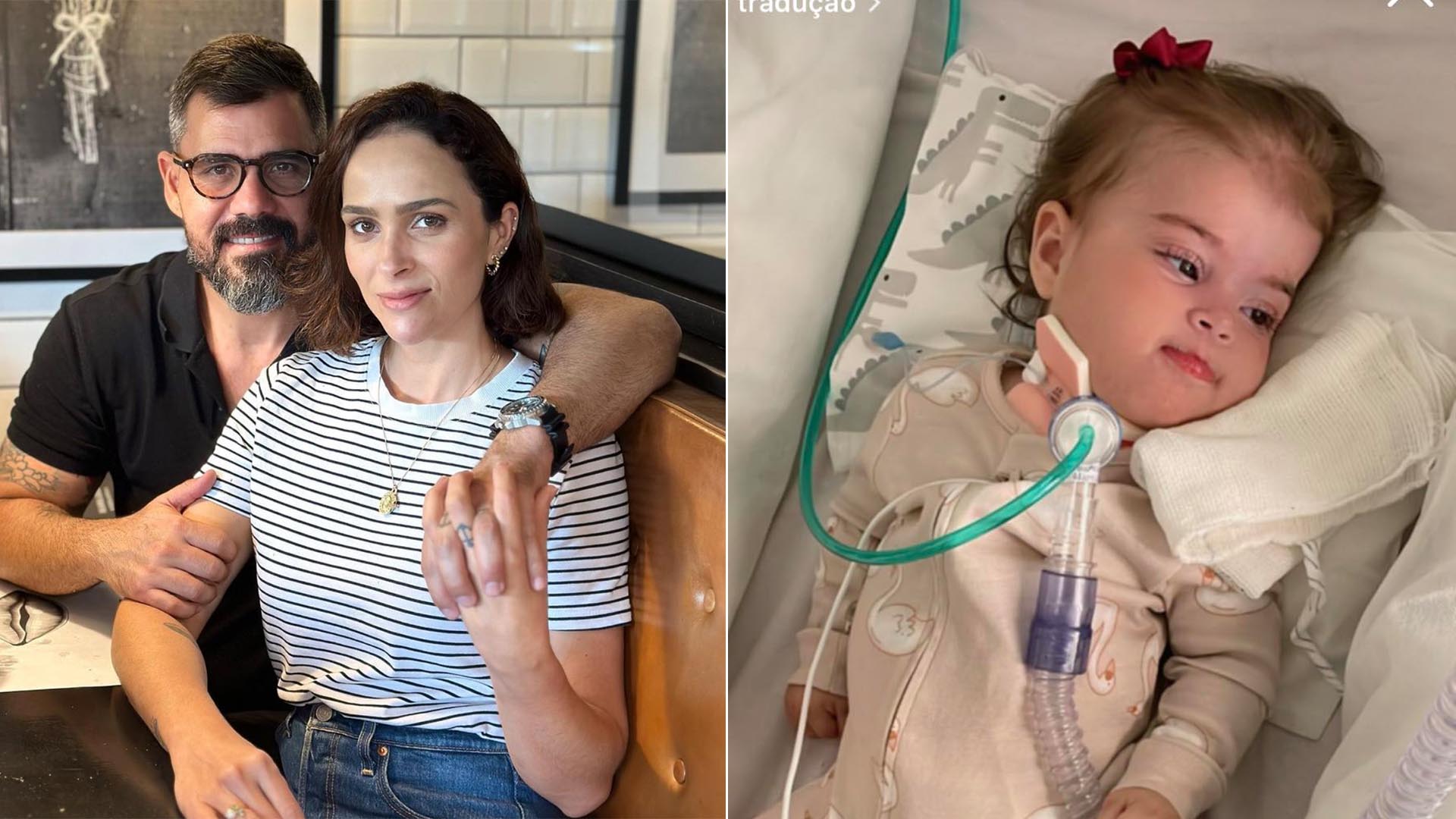 Juliano Cazarré e Letícia Cazarré com a filha caçula, Maria Guilhermina