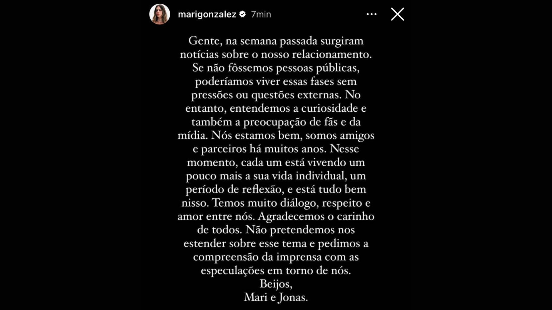 Depoimento de Mari Gonzalez - Reprodução/Instagram