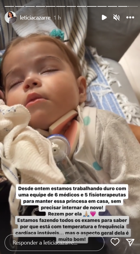 Letícia Cazarré desabafa sobre estado de saúde da filha e faz apelo