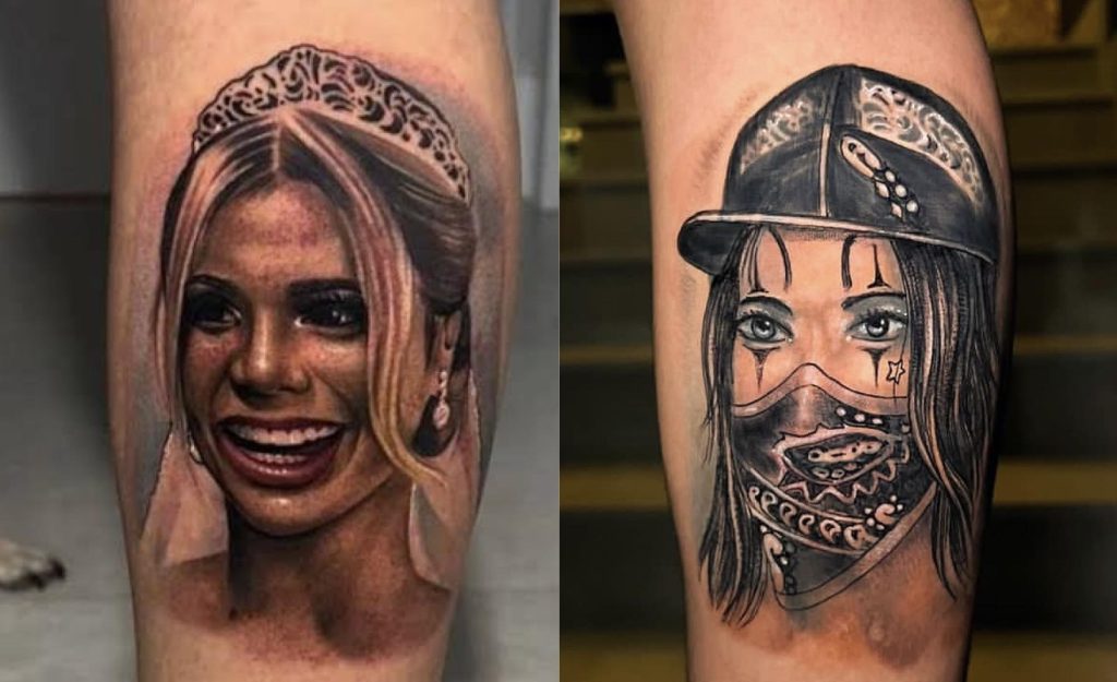 MC Guimê cobre tatuagem com o rosto de Lexa após separação; veja antes e depois