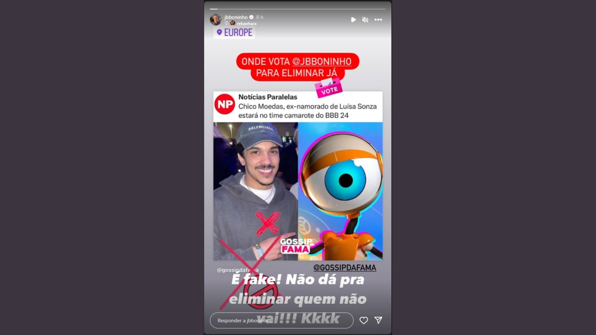 Boninho via stories - Reprodução/Instagram