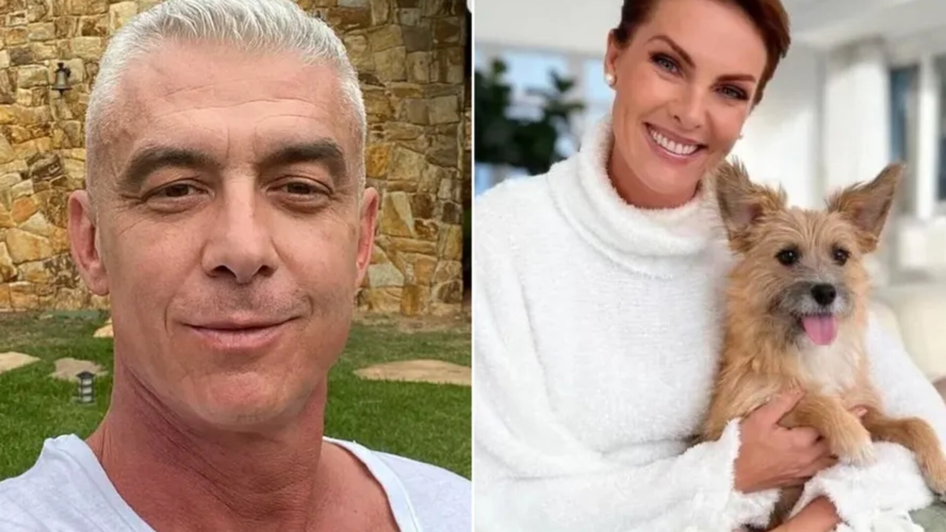 Alexandre Correa e Ana Hickmann com o cachorro Joaquim
