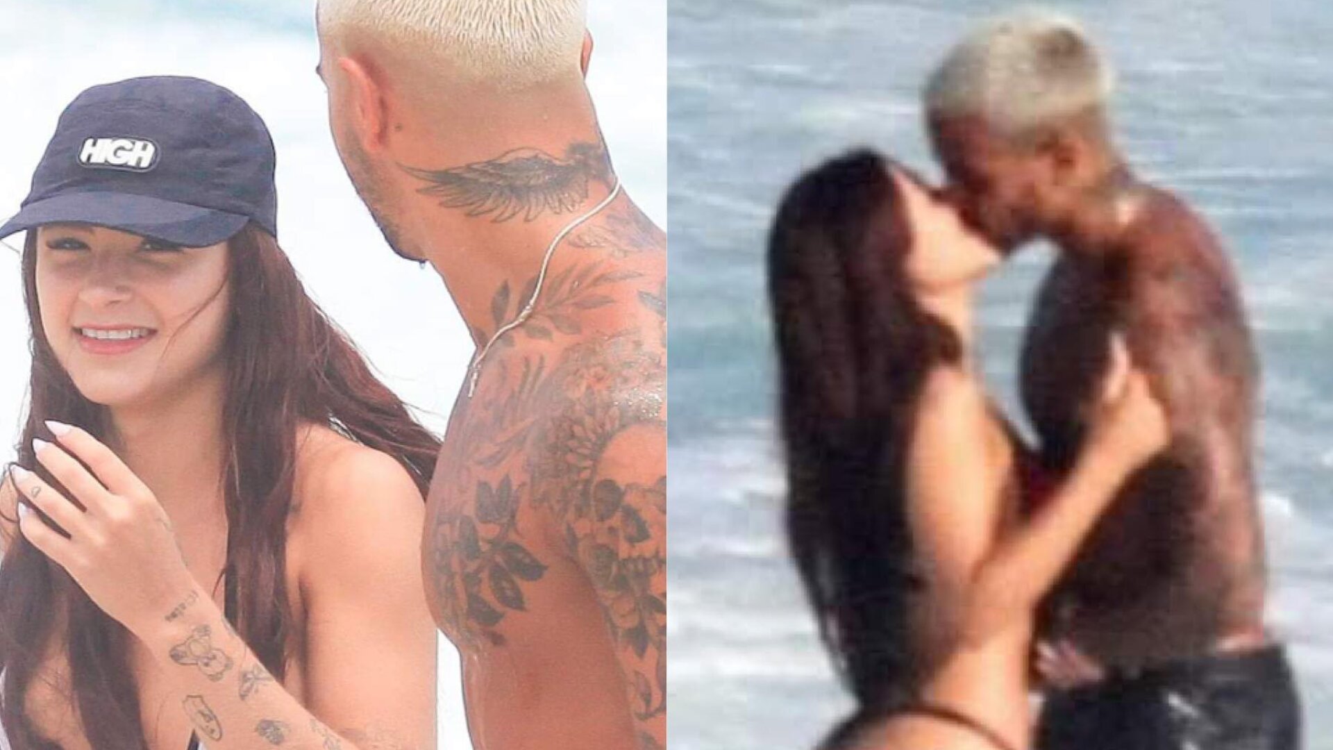Nathalia Valente e Yuri Meirelles curtem dia na praia