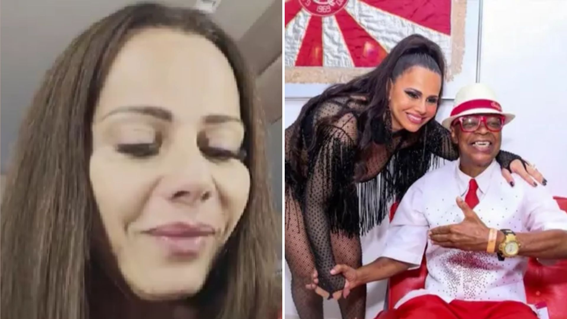 Viviane Araújo e Quinho do Salgueiro - Reprodução/TV Globo