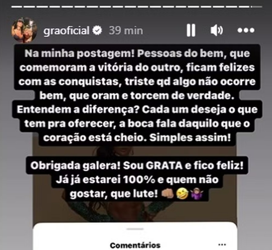 Post Gracyanne Barbosa (Reprodução/Instagram)