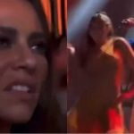 Paolla Oliveira reage ao ver Diogo Nogueira com bailarinas em show