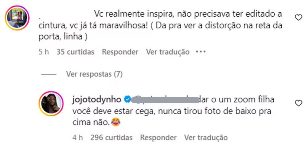 Jojo Todynho rebate seguidora (Reprodução/Instagram)
