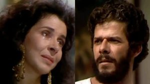 Tieta (Betty Faria) e Osnar (José Mayer) na novela 'Tieta'