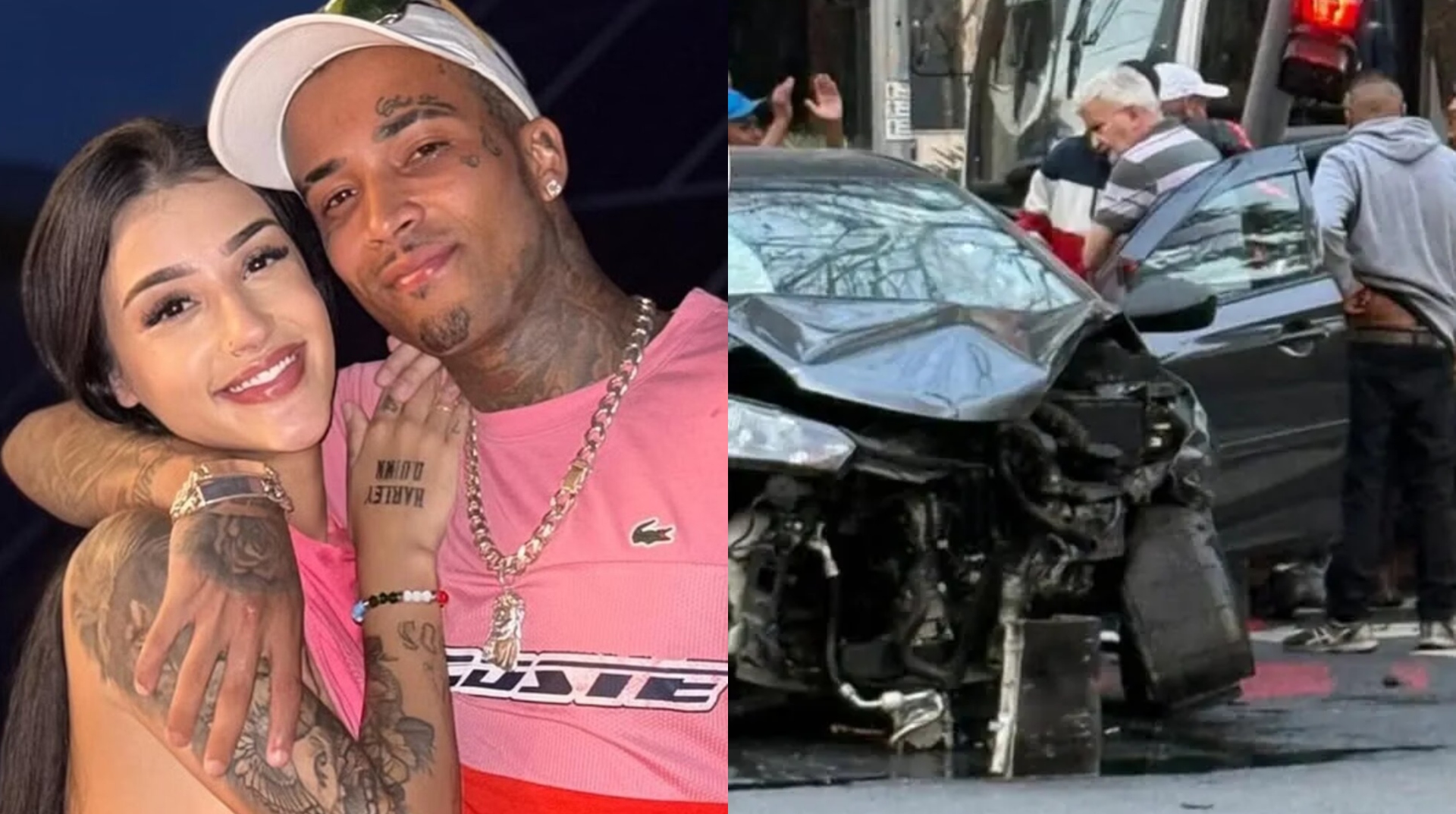 SUSTO! Bia Miranda e Gato Preto sofrem acidente grave e carro fica destruído;  veja